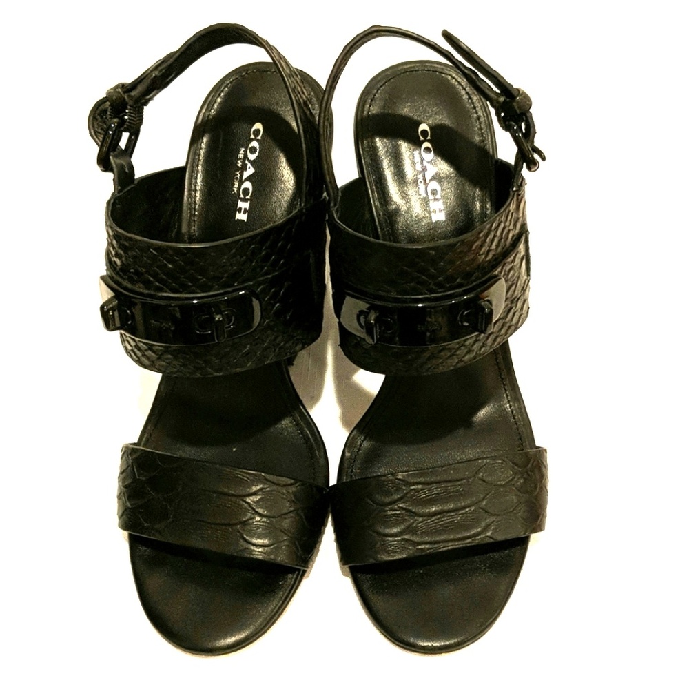 Coach Dennis Black Slingback Heeled Sandal